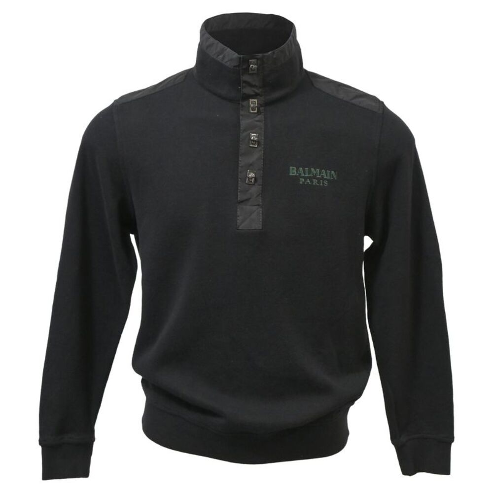 Balmain Logo Twisted Buttons Sweater in Black Wool